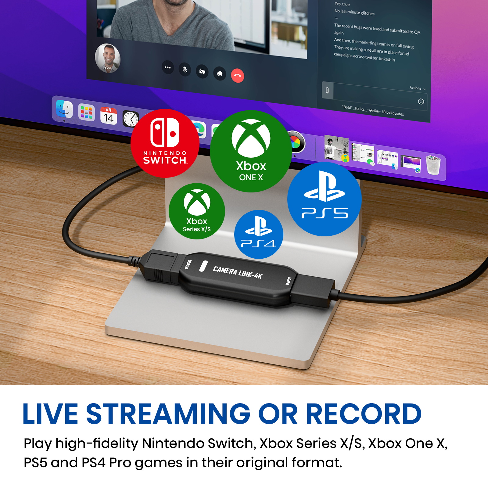 DigitPro Cam Link 4K – External Capture Card for DSLR Camcorder ActionCam as Webcam, HDMI to USB 3.0, Meet/Stream/Record in 2K50/1080p60, Easy Connect for OBS/Zoom, Windows/Mac